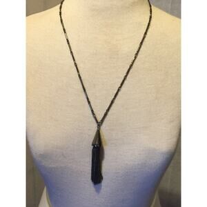 NWT EDDIE BORGO Gunmetal TASSEL NECKLACE Pendant